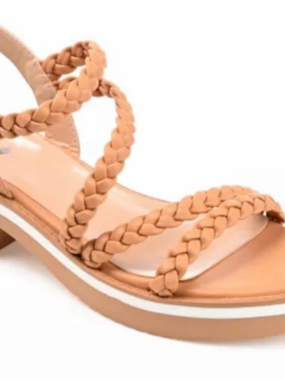 Journee Collection Brown Braided Strappy Block Heel Sandals Size 8 New
